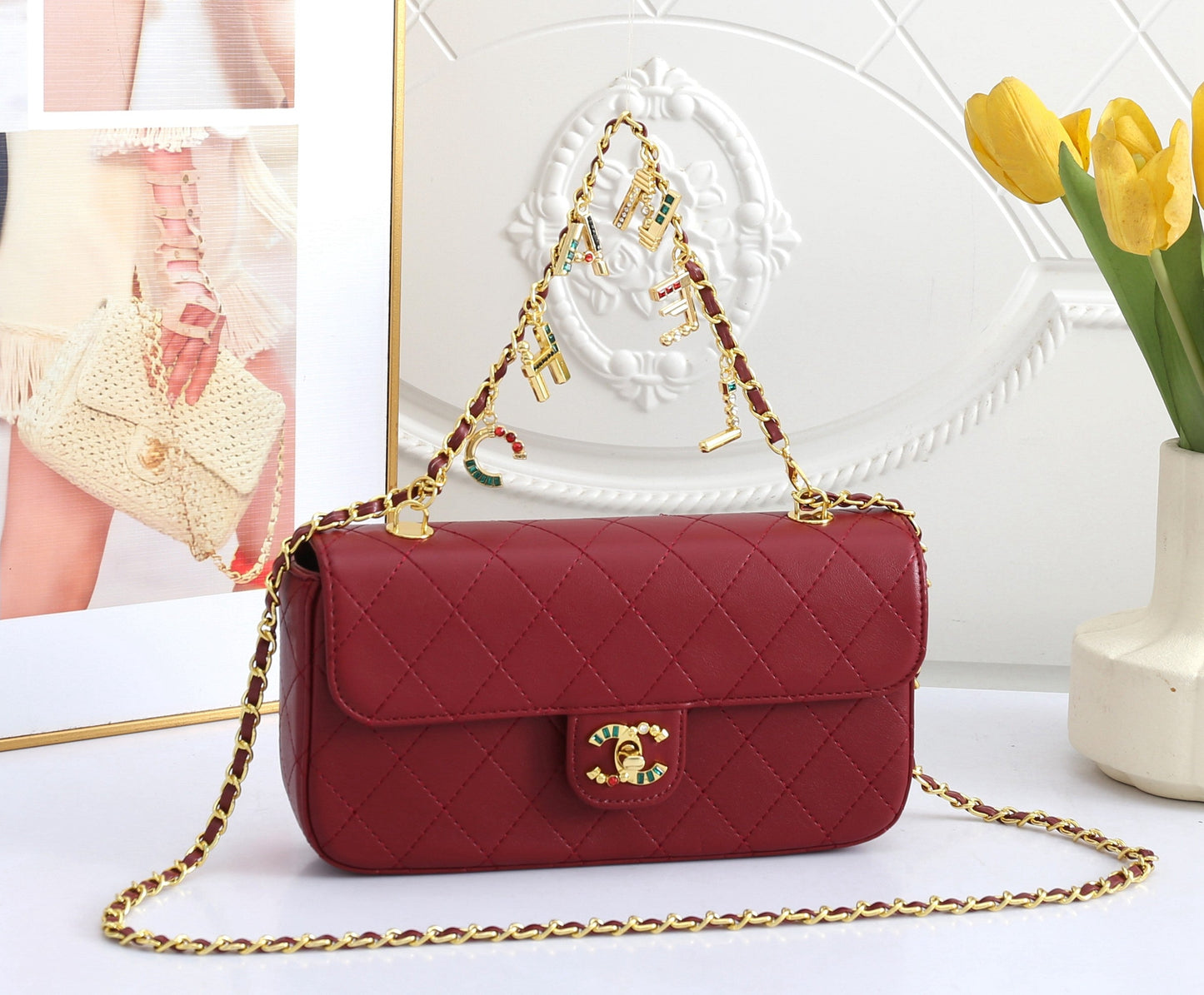 Quilted Leather Flap Bag Gold-Tone Hardware