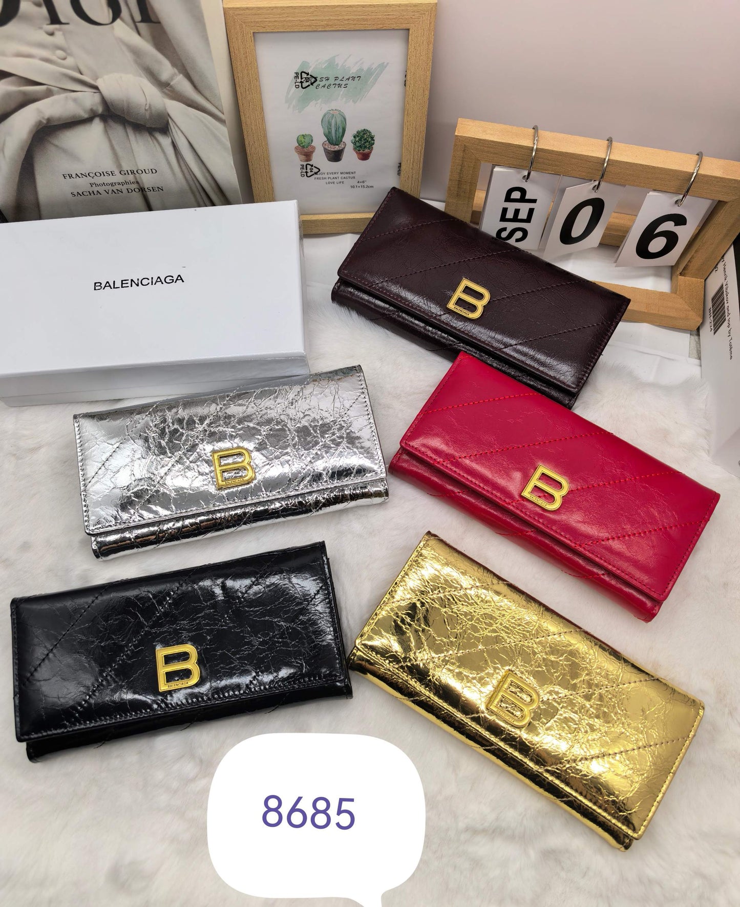 Glossy Long Fold Wallet