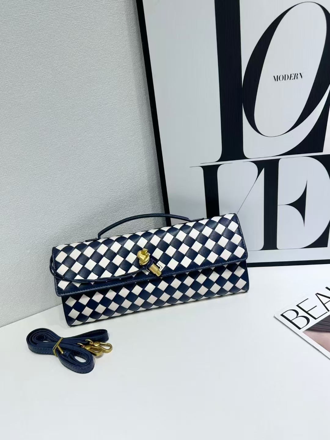 Woven Leather Clutch