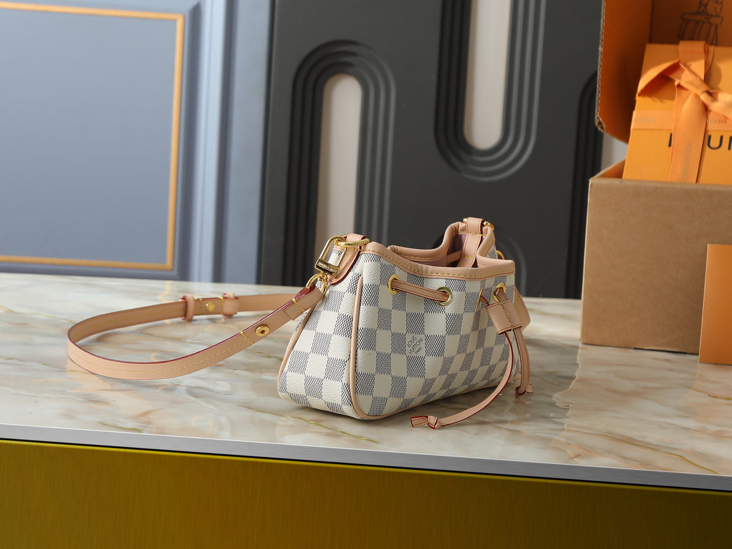 Leather LV Handbag Gold-Tone Hardware