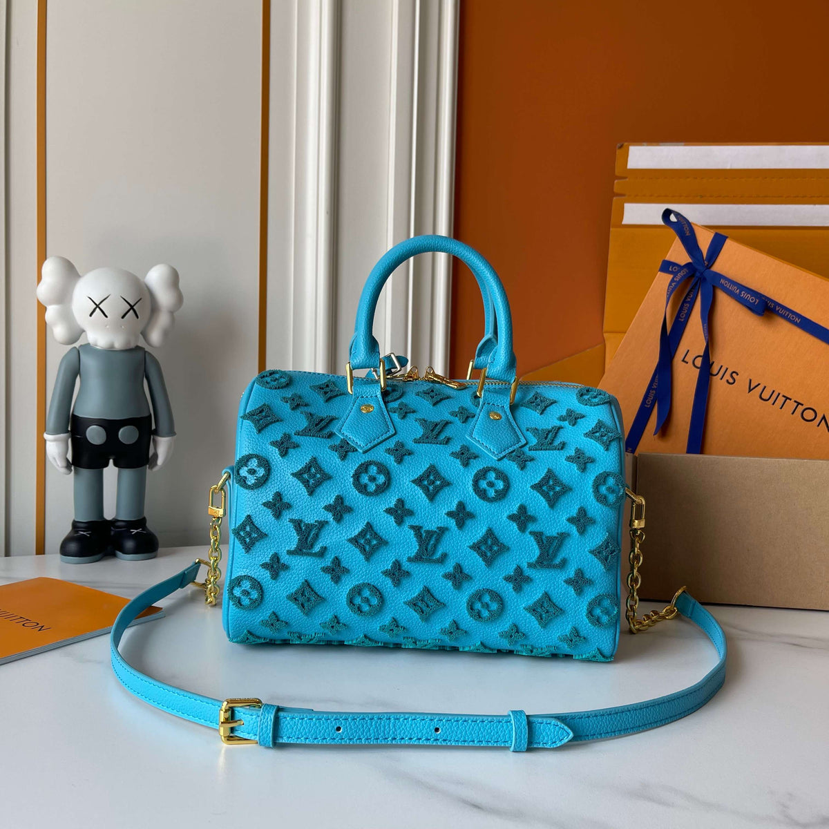 Embossed Monogram Boston Tote Bag