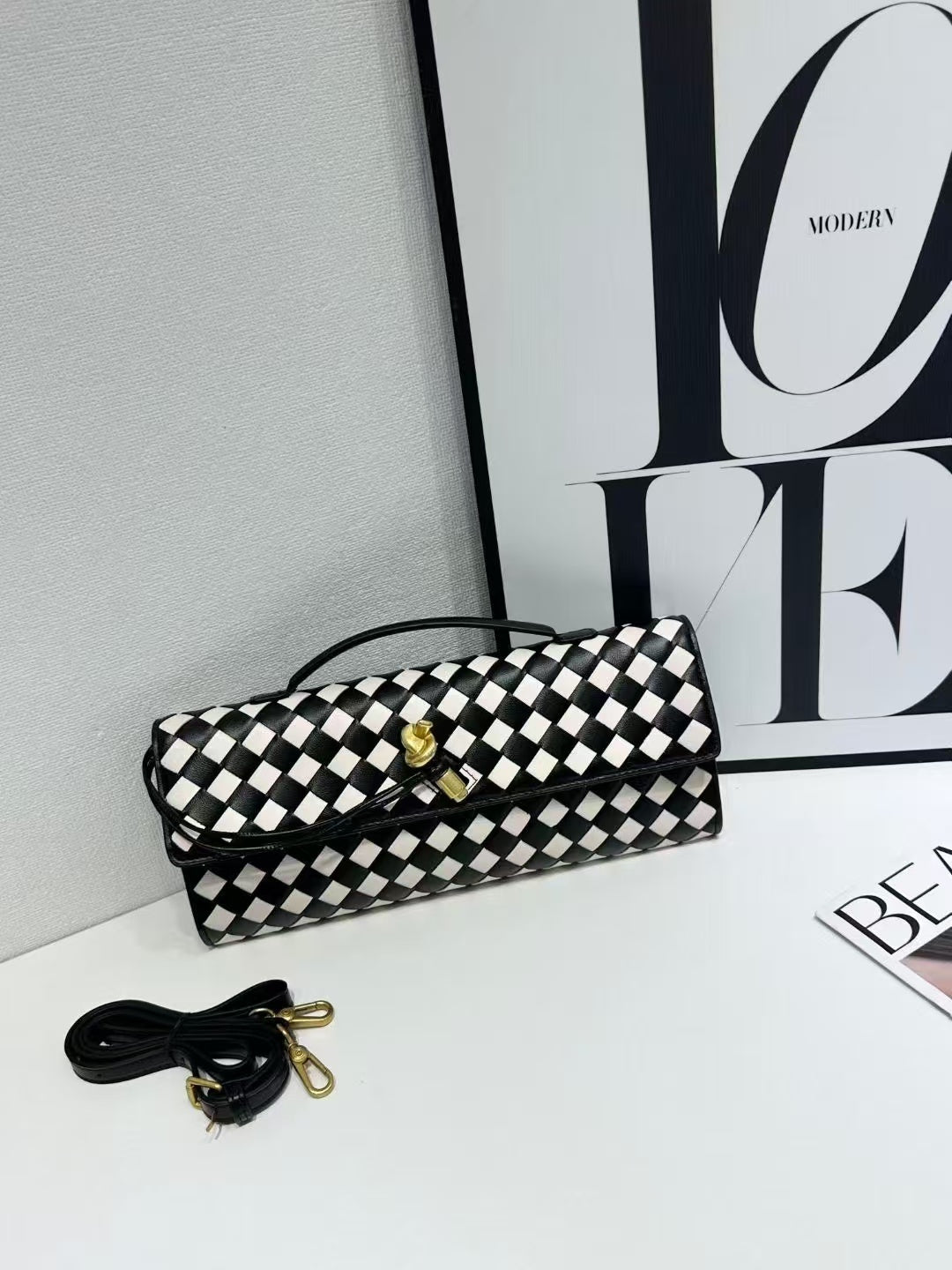 Woven Leather Clutch