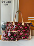 Cherry Print Transparent Tote Bag Set