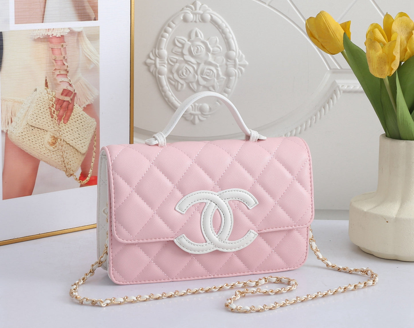 Interlocking CC Clasp Top-Handle Bag