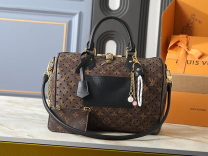 Perforated Monogram Travel Boston Bag with Matching Wallet