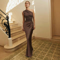 Crossbody Pleated Stitching Satin Skirt