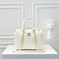 Caviar Quilted Small Bowling Bag White