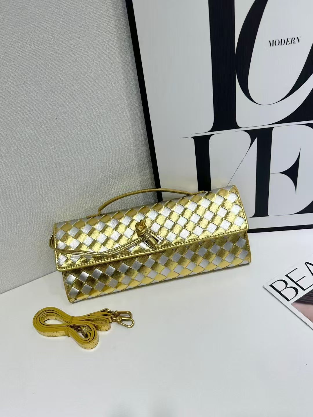 Woven Leather Clutch