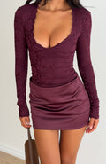 Hunny Bunny Lace Long Sleeve Mini Dress Burgundy