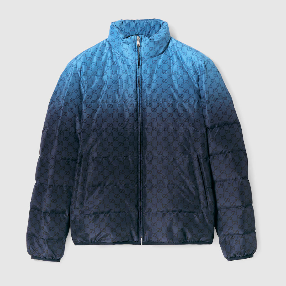 Printed technical poplin zip jacket
